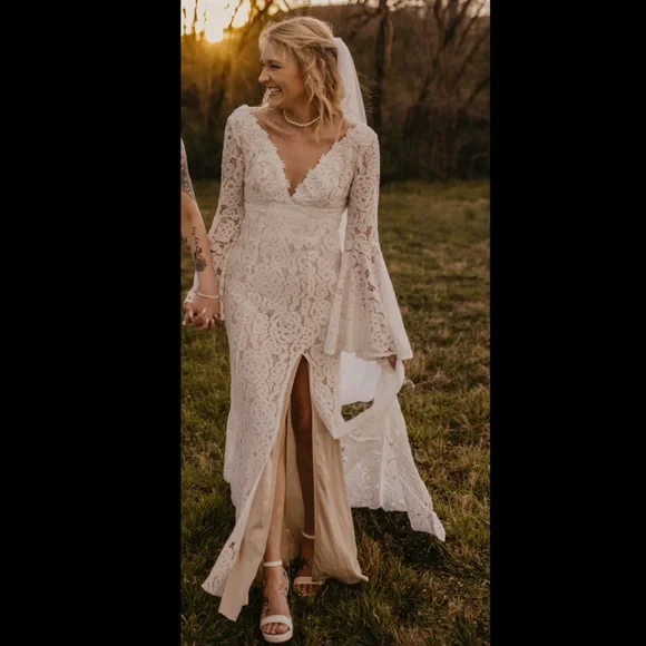 Lulus | Dresses | Duchess Ivory Lace Bell Sleeve Maxi Dress | Poshmark
